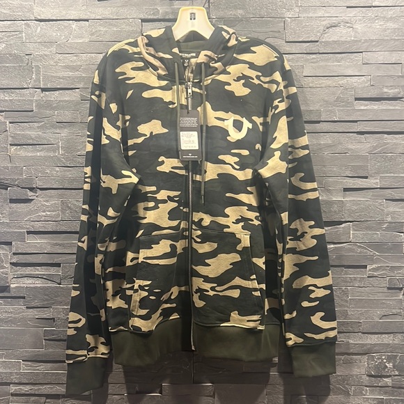 True Religion Cotton Blend Jersey w/Fleece Finish on Inside Full Zip Hoodie - Picture 7 of 10